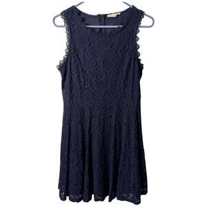 Rebellion Dress Womens Size L Blue Lace Sleeveless Round Neck Back Zip Juniors